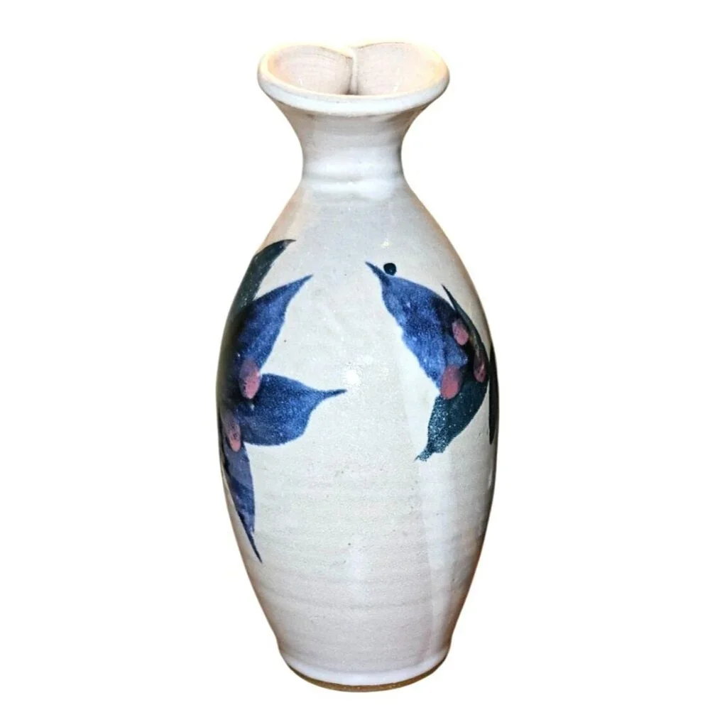 Vase‎ Ceramic Handcrafted Signed RTMD Abstract Floral 8